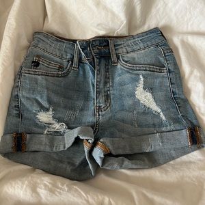 Ripped denim shorts